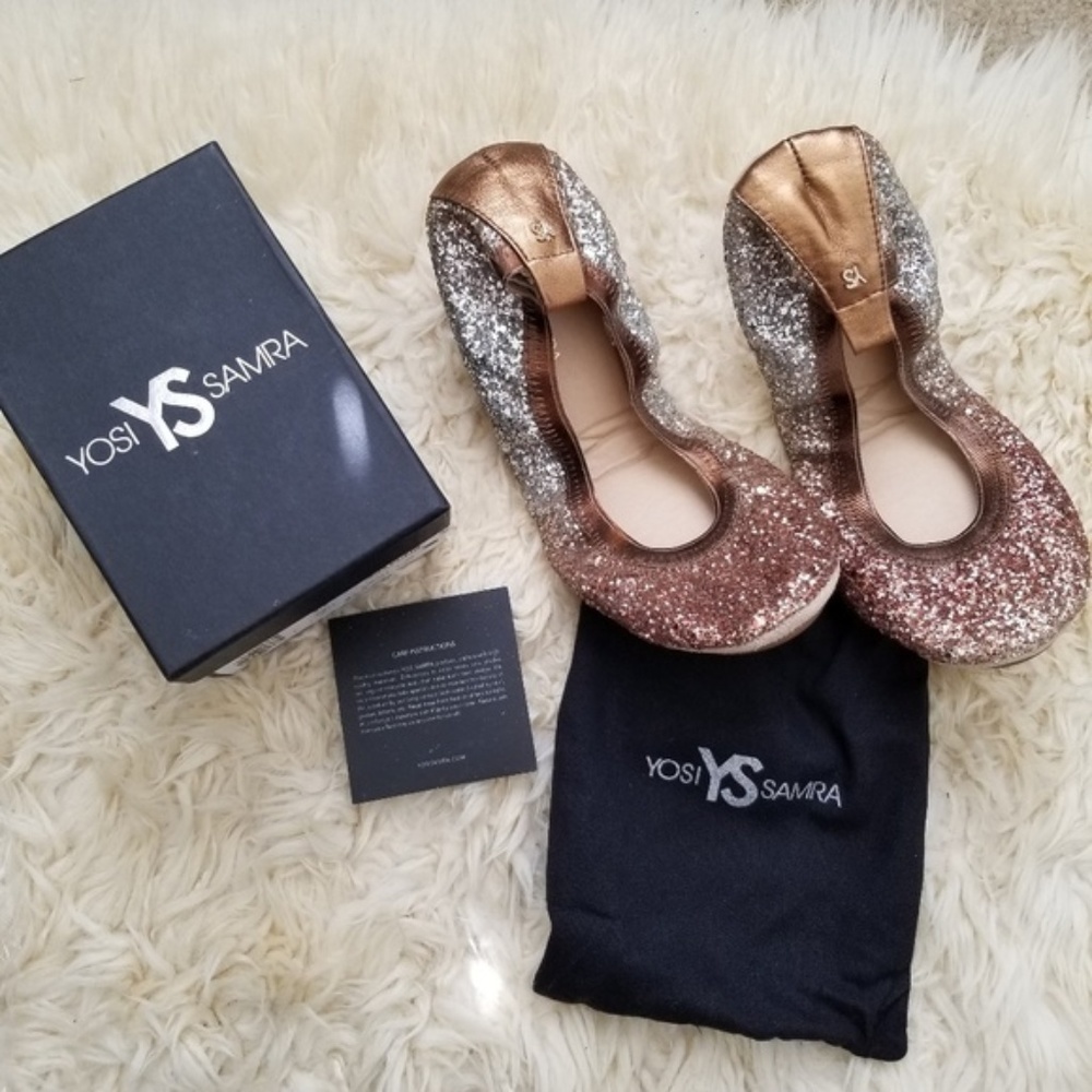 Yosi Samra Ombre Glitter Flats Size 9